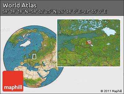 Satellite Location Map of the Area around 58° 30' 22" N, 27° 16' 29" E
