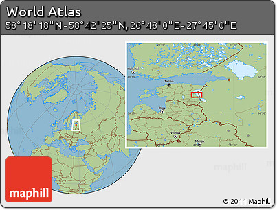 Savanna Style Location Map of the Area around 58° 30' 22" N, 27° 16' 29" E