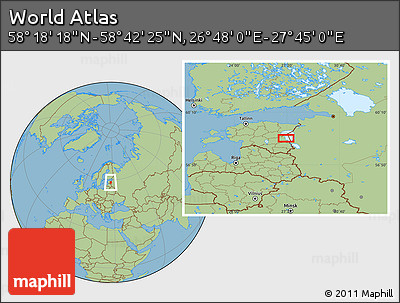 Savanna Style Location Map of the Area around 58° 30' 22" N, 27° 16' 29" E