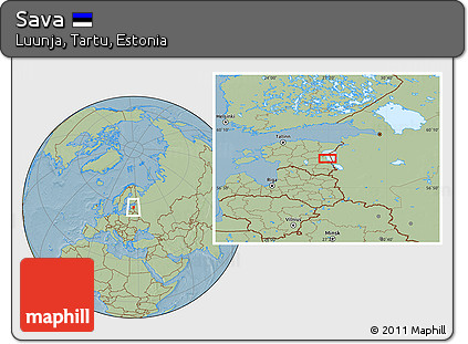 Savanna Style Location Map of Sava, hill shading