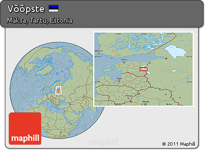 Savanna Style Location Map of Võõpste, hill shading