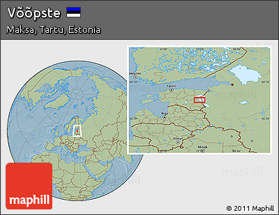 Savanna Style Location Map of Võõpste, hill shading