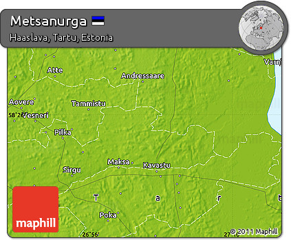 Physical Map of Metsanurga