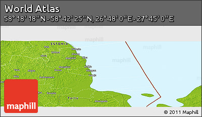 Physical Panoramic Map of the Area around 58° 30' 22" N, 27° 16' 29" E