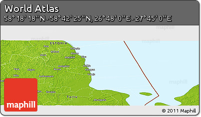 Physical Panoramic Map of the Area around 58° 30' 22" N, 27° 16' 29" E