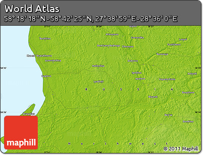 Physical Map of the Area around 58° 30' 22" N, 28° 7' 30" E