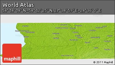 Physical Panoramic Map of the Area around 58° 30' 22" N, 28° 7' 30" E