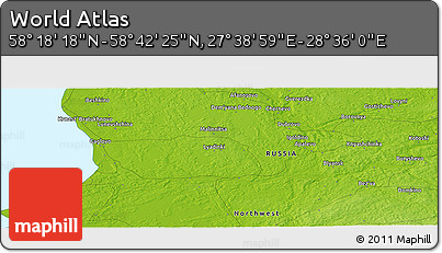 Physical Panoramic Map of the Area around 58° 30' 22" N, 28° 7' 30" E