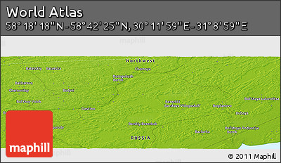 Physical Panoramic Map of the Area around 58° 30' 22" N, 30° 40' 29" E