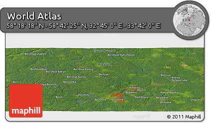 Satellite Panoramic Map of the Area around 58° 30' 22" N, 33° 13' 30" E