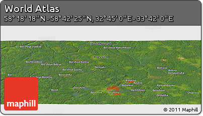 Satellite Panoramic Map of the Area around 58° 30' 22" N, 33° 13' 30" E