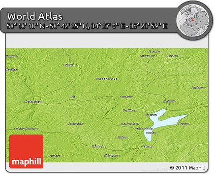 Physical 3D Map of the Area around 58° 30' 22" N, 34° 55' 29" E
