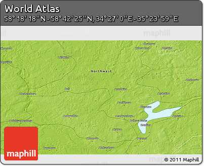 Physical 3D Map of the Area around 58° 30' 22" N, 34° 55' 29" E