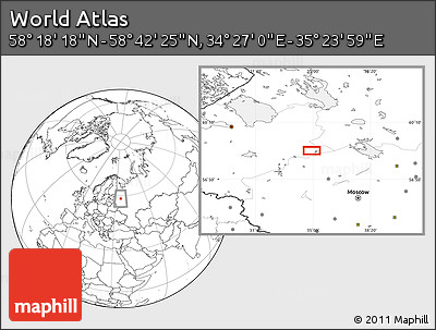 Blank Location Map of the Area around 58° 30' 22" N, 34° 55' 29" E