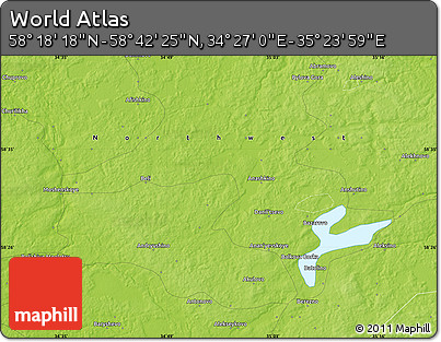 Physical Map of the Area around 58° 30' 22" N, 34° 55' 29" E