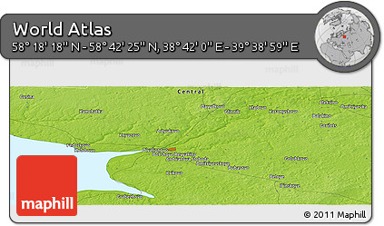 Physical Panoramic Map of the Area around 58° 30' 22" N, 39° 10' 29" E