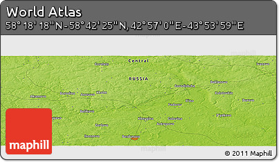 Physical Panoramic Map of the Area around 58° 30' 22" N, 43° 25' 29" E