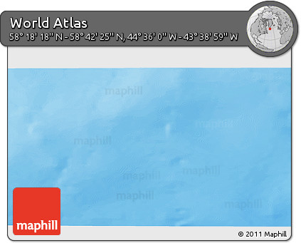 Physical 3D Map of the Area around 58° 30' 22" N, 44° 7' 30" W