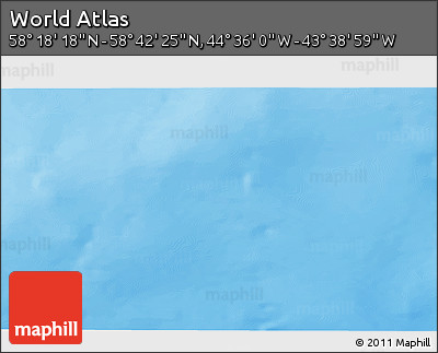 Physical 3D Map of the Area around 58° 30' 22" N, 44° 7' 30" W