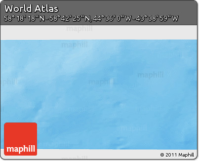 Physical 3D Map of the Area around 58° 30' 22" N, 44° 7' 30" W