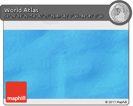 Shaded Relief 3D Map of the Area around 58° 30' 22" N, 49° 13' 30" W