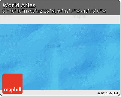 Shaded Relief 3D Map of the Area around 58° 30' 22" N, 49° 13' 30" W