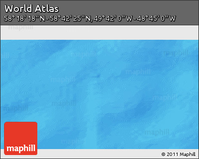 Shaded Relief 3D Map of the Area around 58° 30' 22" N, 49° 13' 30" W
