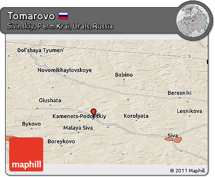 Shaded Relief Panoramic Map of Tomarovo
