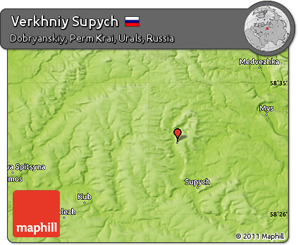 Physical Map of Verkhniy Supych