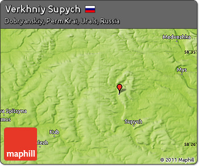 Physical Map of Verkhniy Supych