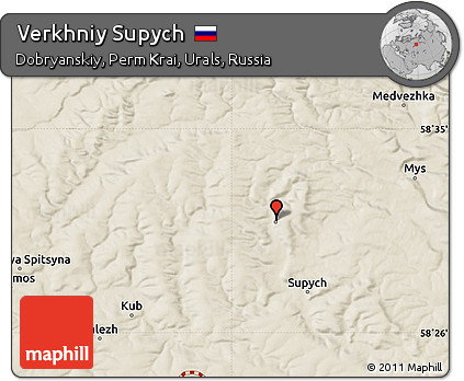Shaded Relief Map of Verkhniy Supych