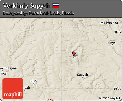 Shaded Relief Map of Verkhniy Supych