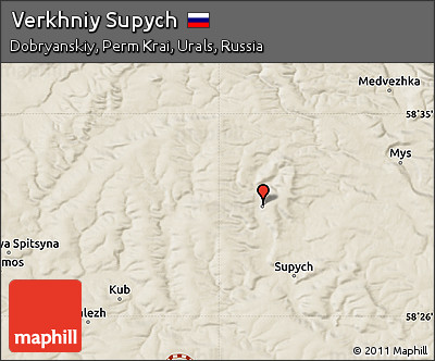 Shaded Relief Map of Verkhniy Supych