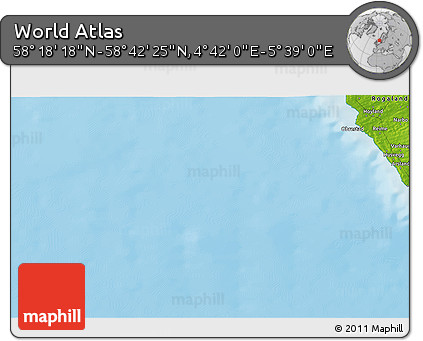 Physical 3D Map of the Area around 58° 30' 22" N, 5° 10' 30" E
