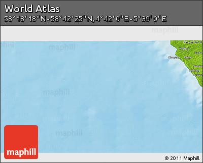 Physical 3D Map of the Area around 58° 30' 22" N, 5° 10' 30" E