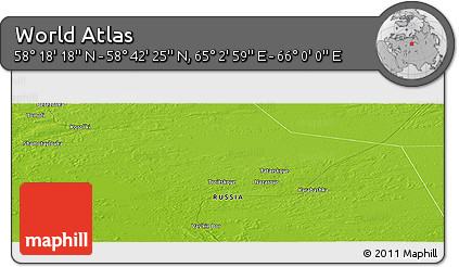 Physical Panoramic Map of the Area around 58° 30' 22" N, 65° 31' 30" E