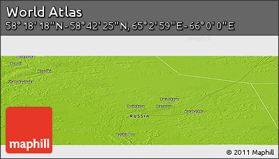 Physical Panoramic Map of the Area around 58° 30' 22" N, 65° 31' 30" E