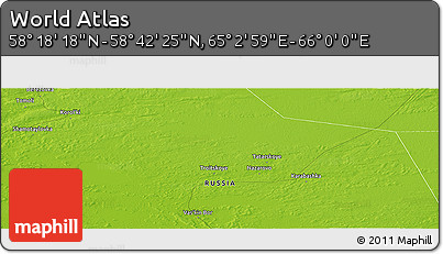 Physical Panoramic Map of the Area around 58° 30' 22" N, 65° 31' 30" E