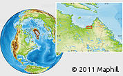 Physical Location Map of the area around 58° 30' 22" N, 66° 13' 29" W