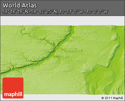Physical 3D Map of the Area around 58° 30' 22" N, 70° 28' 29" W