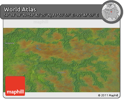 Satellite 3D Map of the Area around 58° 30' 22" N, 72° 19' 29" E