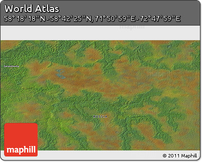 Satellite 3D Map of the Area around 58° 30' 22" N, 72° 19' 29" E