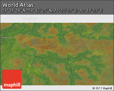 Satellite 3D Map of the Area around 58° 30' 22" N, 72° 19' 29" E
