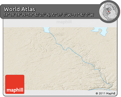Shaded Relief 3D Map of the Area around 58° 30' 22" N, 72° 10' 30" W