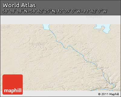 Shaded Relief 3D Map of the Area around 58° 30' 22" N, 72° 10' 30" W