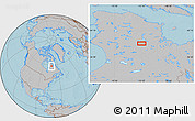 Gray Location Map of the area around 58° 30' 22" N, 72° 10' 30" W, hill shading