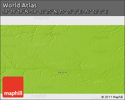 Physical 3D Map of the Area around 58° 30' 22" N, 75° 43' 29" E
