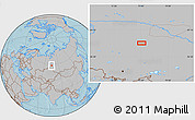 Gray Location Map of the area around 58° 30' 22" N, 75° 43' 29" E, hill shading