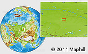 Physical Location Map of the area around 58° 30' 22" N, 75° 43' 29" E