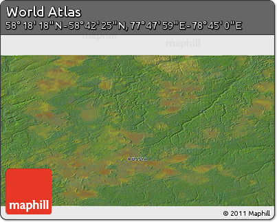 Satellite 3D Map of the Area around 58° 30' 22" N, 78° 16' 30" E